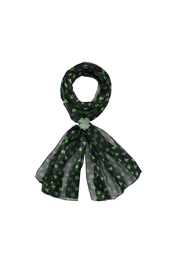 Écharpe trèfle celtique irlandais brillant et argent rhodié pour homme et femme - 148 x 35 cm - - taille unique