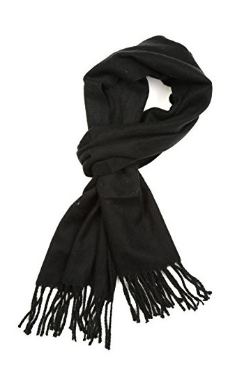 Sakkas 1590 -Booker Toucher Cashmere Foulard dhiver Unisexe Couleur Solide avec Franges - Noir - One Size Regular