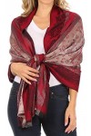 Sakkas 18205 - Écharpe en écharpe soyeuse PaisleyPrint Réversible Silky Soft pour femmes dAlessa - Bordeaux - OS
