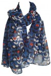 GlamLondon Écharpe rétro pour femme Motif floral - Bleu - Large