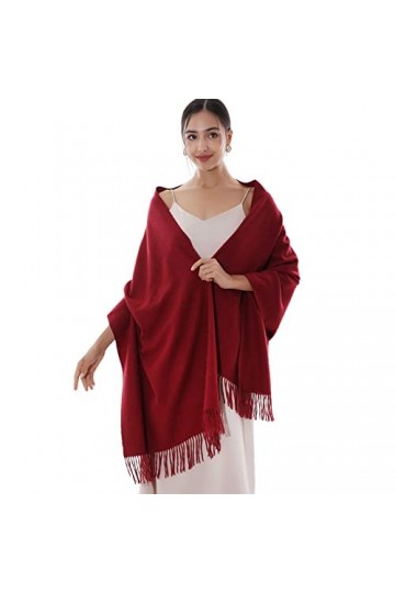 RIIQIICHY Femmes Écharpe Pashmina Châles Etole Cachemire Laine Hiver Longues Grande Chauds Écharpes corail