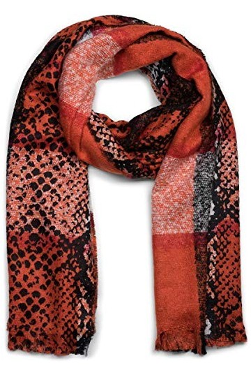 styleBREAKER écharpe douce pour femmes avec motif serpent, rayures et des franges sur le pourtour, hiver, étole, foulard 0101