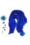 Écharpe bleue 100 % pure soie pour femme - Peinte à la main - Écharpe en soie bleue faite à la main, bleu, Taille Unique