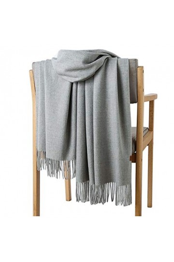 GFM® Écharpe style pashmina pour femme toucher cachemire pour lautomne et lhiver, Mélange cachemire gris clair, L