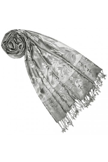 Lorenzo Cana Écharpe Pashmina, foulard pour femme, étole en fibres naturelles, motif floral, 70&nbsp;x 210&nbsp;cm, Taille Unique