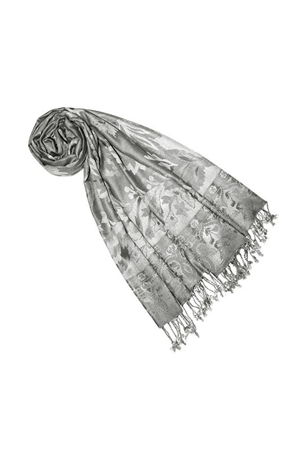 Lorenzo Cana Écharpe Pashmina, foulard pour femme, étole en fibres naturelles, motif floral, 70&nbsp;x 210&nbsp;cm, Taille Unique