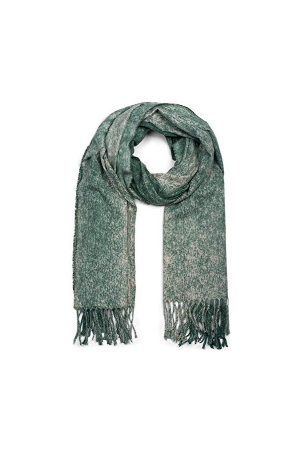 styleBREAKER écharpe chinée unisexe douce avec des franges longues, hiver, étole, foulard 01017109, couleur:Vert foncé