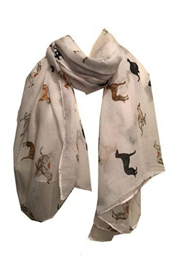 Pamper Yourself Now Écharpe pour femme avec lévrier de différentes couleurs, cadeau fantastique pour lévrier. - Blanc - Taill