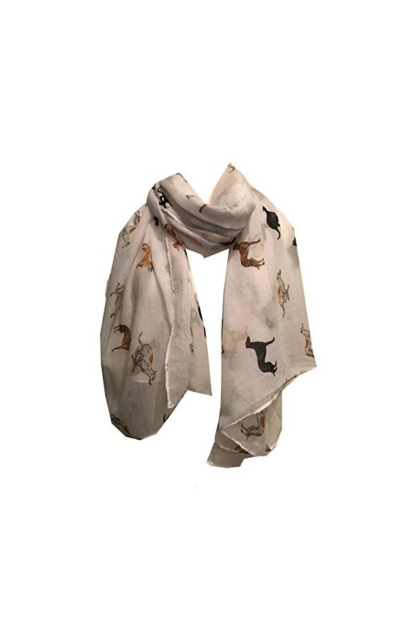 Pamper Yourself Now Écharpe pour femme avec lévrier de différentes couleurs, cadeau fantastique pour lévrier. - Blanc - Taill