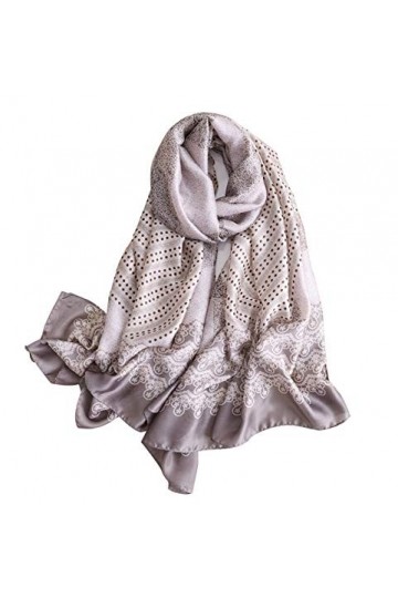 W.Best Femme Foulard 100% Soie Grande Echarpe Châle Ultra-Léger Respirant Elégant