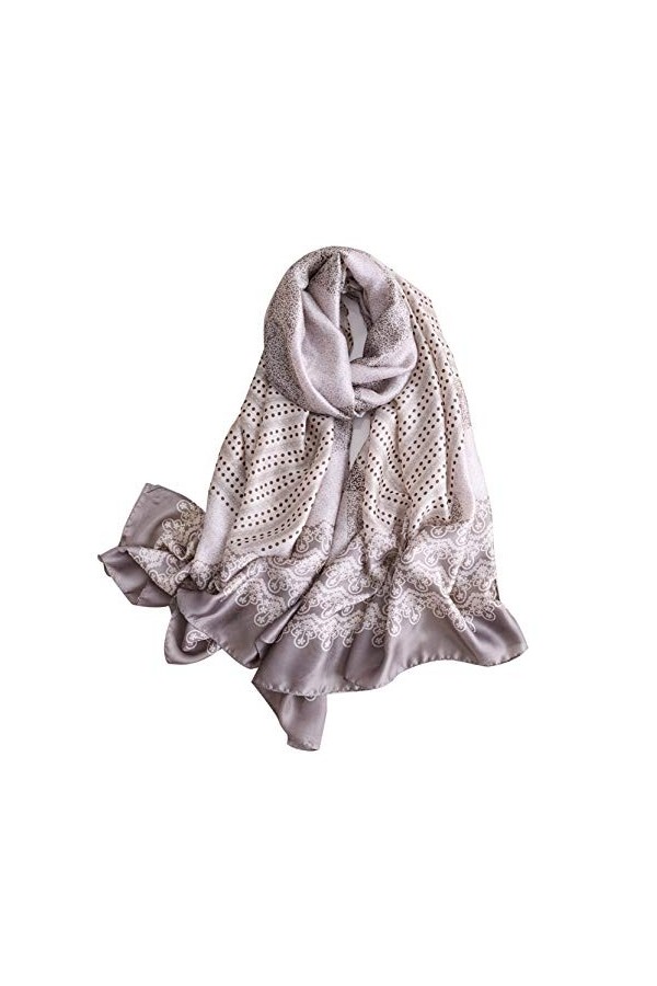 W.Best Femme Foulard 100% Soie Grande Echarpe Châle Ultra-Léger Respirant Elégant
