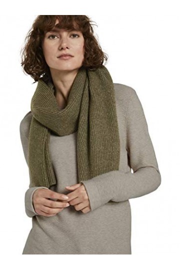 Tom Tailor Écharpe pour femme Effet côtelé - Vert - One Size