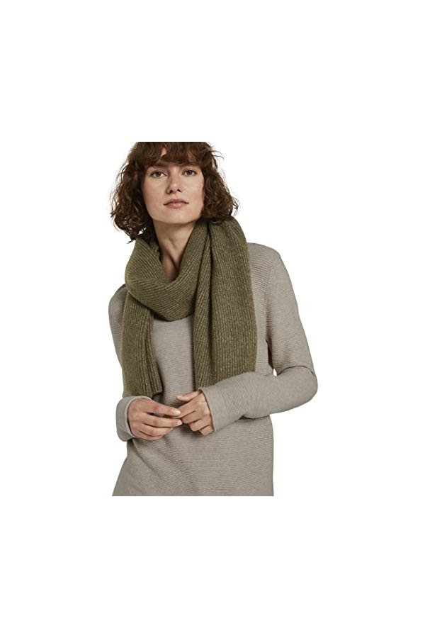 Tom Tailor Écharpe pour femme Effet côtelé - Vert - One Size