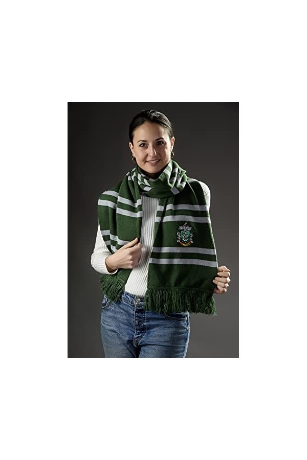 Merchoid Écharpe Harry Potter Maison Serpentard - Écharpe officielle Warner Bros Poudlard Ultra Doux, Vert, taille unique