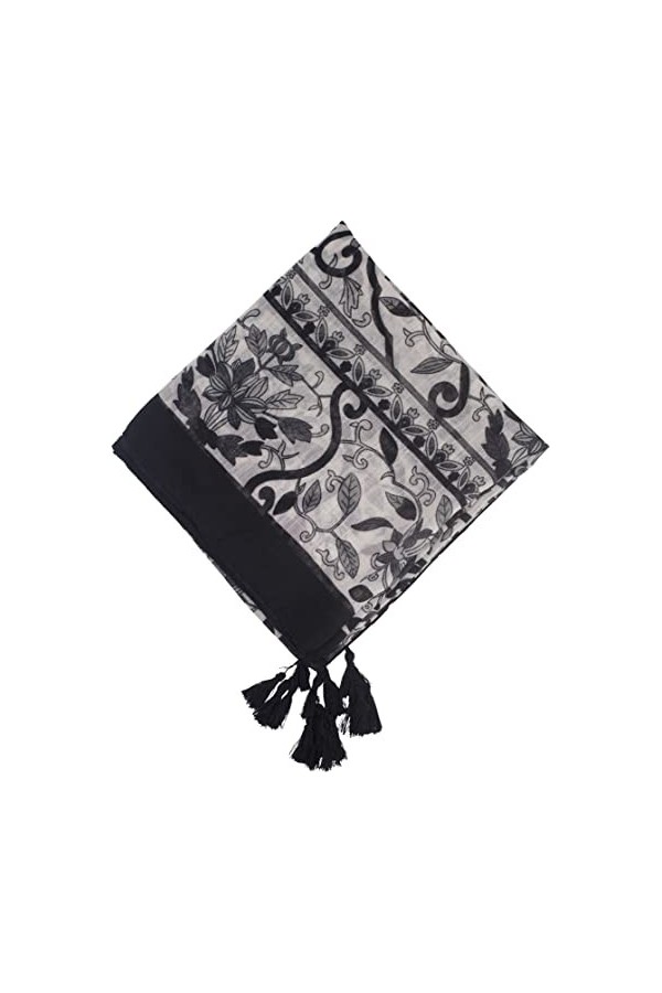 fashionchimp ® Écharpe pour femme avec pompons décoratifs et motifs mélangés broderie, écharpe à franges, écharpe triangulair