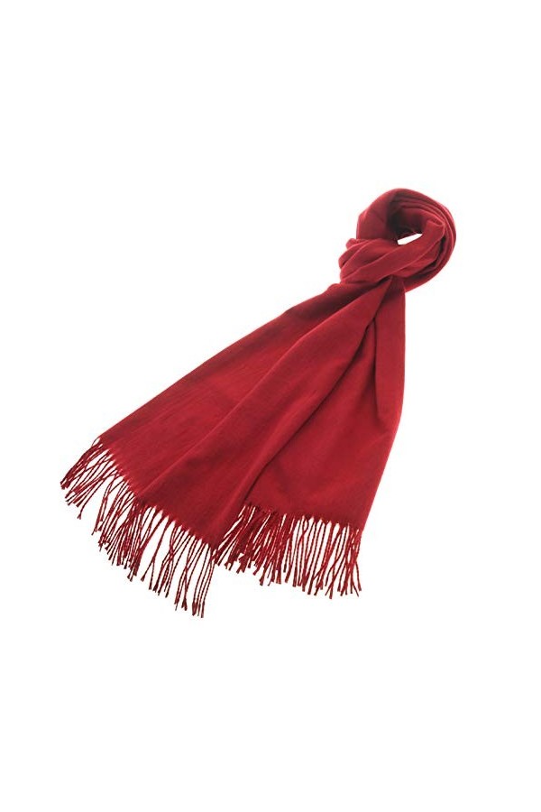 Meranu Pashmina London Écharpe pour femme chaude et douce unie - Coton/acrylique - 160 x 60 cm - XL, Rouge bordeaux., XXL