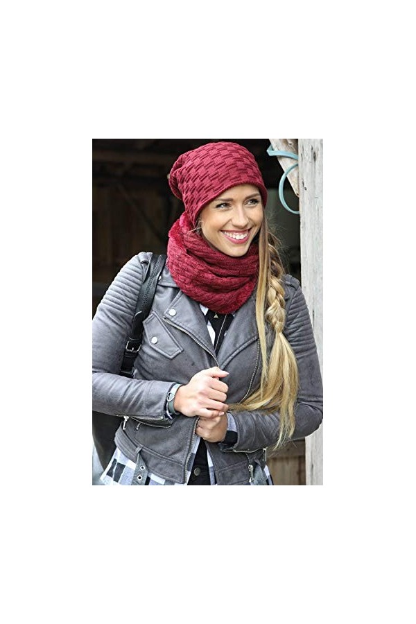 styleBREAKER écharpe ronde à mailles fines chaude avec motif tresse et doublure intérieure en polaire très douce, écharpe sno