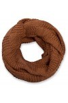 styleBREAKER écharpe loop tricotée avec motif patenté, mailles fines unies, écharpe dhiver, unisexe 01018152, couleur:Cognac