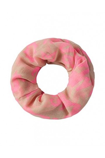 Vincenzo Boretti foulard-écharpe tube femme, design élegant, toucher doux - dessin étoiles graffiti à la mode, bicolore rose 