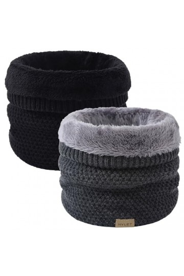 HYUET 2 Pack Cache-Cou Hiver Écharpe Circulaire Tricotée Tour de Cou Col Épaisse Cache Cou Doublée Tube Écharpe Polaire Doux 
