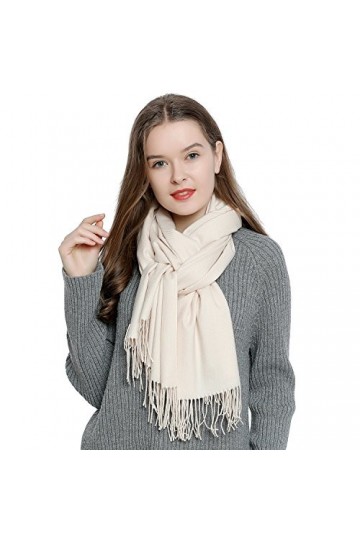 DonDon Écharpe femme hiver chaud et douce Châle Etole Foulard 185 x 65 cm - crème