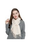 DonDon Écharpe femme hiver chaud et douce Châle Etole Foulard 185 x 65 cm - crème