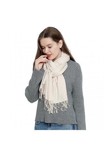 DonDon Écharpe femme hiver chaud et douce Châle Etole Foulard 185 x 65 cm - crème