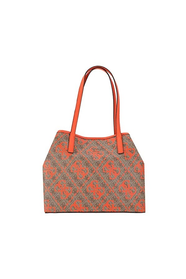 Guess Vikky Tote, Bag Women, Latte Logo/Orange, Taille Unique