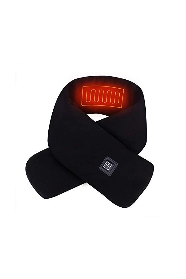 Qdreclod Écharpe USB Chauffant Électrique avec 3 Niveaux Température Réglable, Unisexe Chaud Coupe-Vent Foulard avec Poches, 