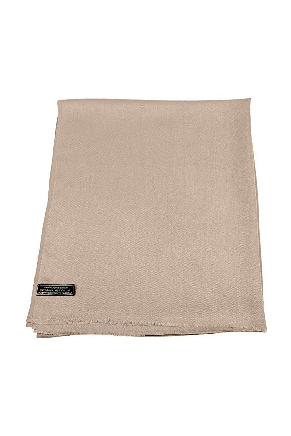 CJ Apparel Rose Beige Echarpe de Pashmina en Châle Népalaise Solide Couleur Unie Conception Wrap Étole