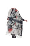 DHWUIASF Foulard à pompons en forme de loup gris pour femme - Longue écharpe douce et chaude, Touches de piano avec notes de 
