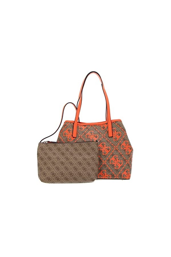 Guess Vikky Tote, Bag Women, Latte Logo/Orange, Taille Unique
