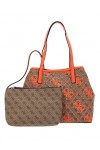 Guess Vikky Tote, Bag Women, Latte Logo/Orange, Taille Unique
