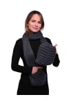 Basic Sense Écharpe dhiver tricotée avec poches, écharpes chaudes en tricot épais, gris, taille unique