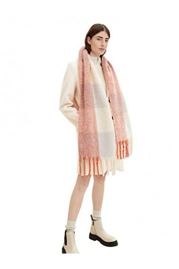 TOM TAILOR 1032536 Écharpe à Carreaux Femme ,30015 - Canyon Sunset Red ,ONESIZE