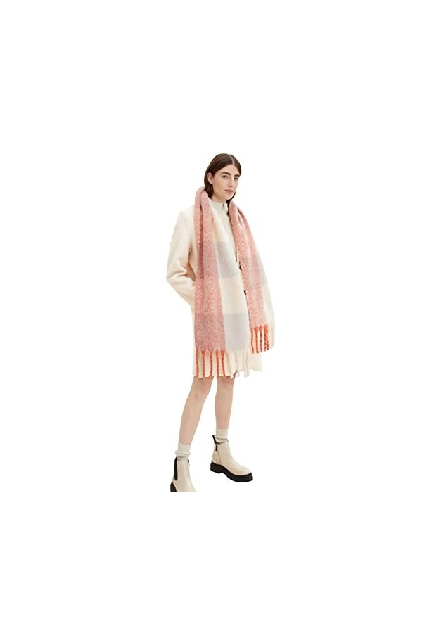 TOM TAILOR 1032536 Écharpe à Carreaux Femme ,30015 - Canyon Sunset Red ,ONESIZE