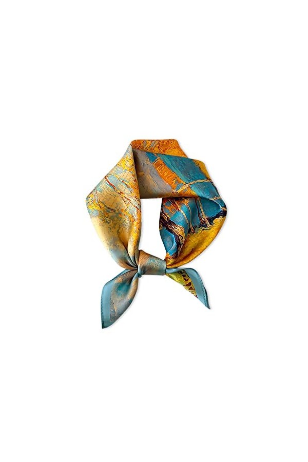 LumiSyne Foulards En Soie Pour Femme Foulard Carré Peinture Abstraite Artistique Imprimé Animal Légers Doux Petits Écharpe Ba