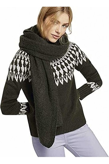 Tom Tailor Bouclé Écharpe en tricot pour femme - Vert - One Size