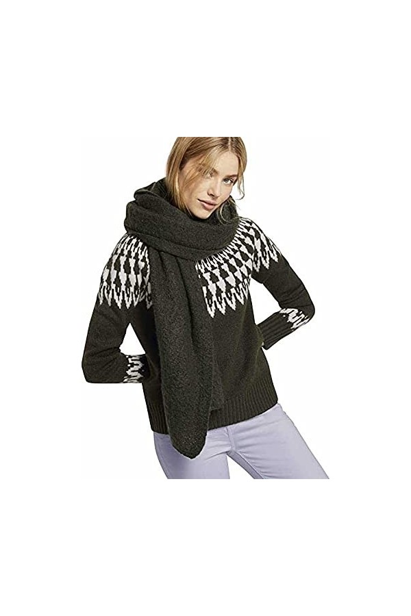 Tom Tailor Bouclé Écharpe en tricot pour femme - Vert - One Size