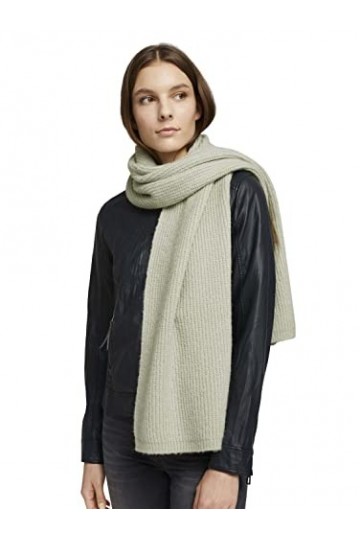 TOM TAILOR 1026917 Écharpe en maille Côtelée Femme ,12792 - Soft Greyish Green ,ONESIZE