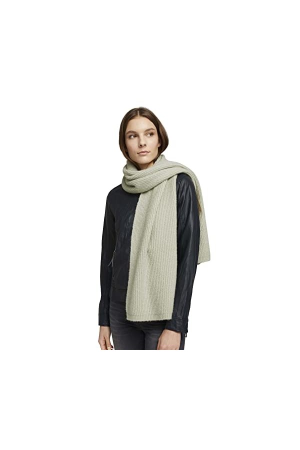 TOM TAILOR 1026917 Écharpe en maille Côtelée Femme ,12792 - Soft Greyish Green ,ONESIZE
