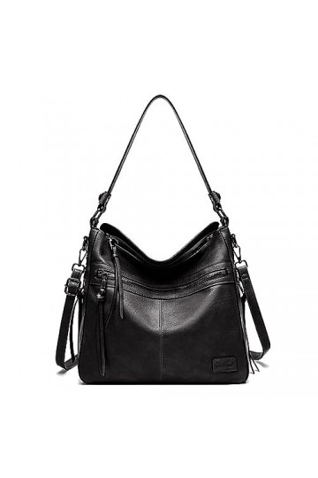 TAN.TOMI Sac à bandoulière en cuir pour femme, Schwraz