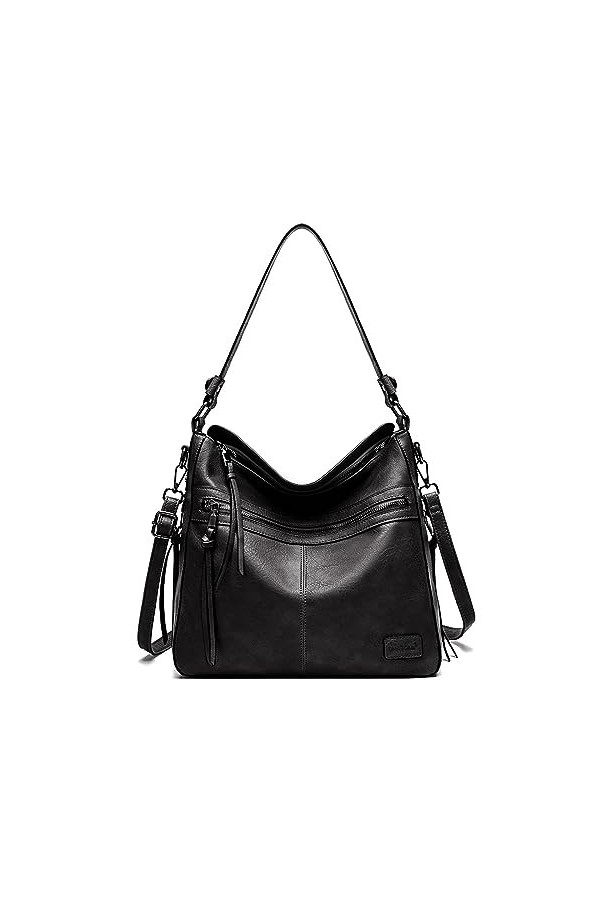 TAN.TOMI Sac à bandoulière en cuir pour femme, Schwraz