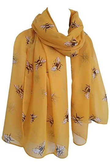 GlamLondon Foulard imprimé abeille pour femme, jaune, L