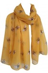 GlamLondon Foulard imprimé abeille pour femme, jaune, L