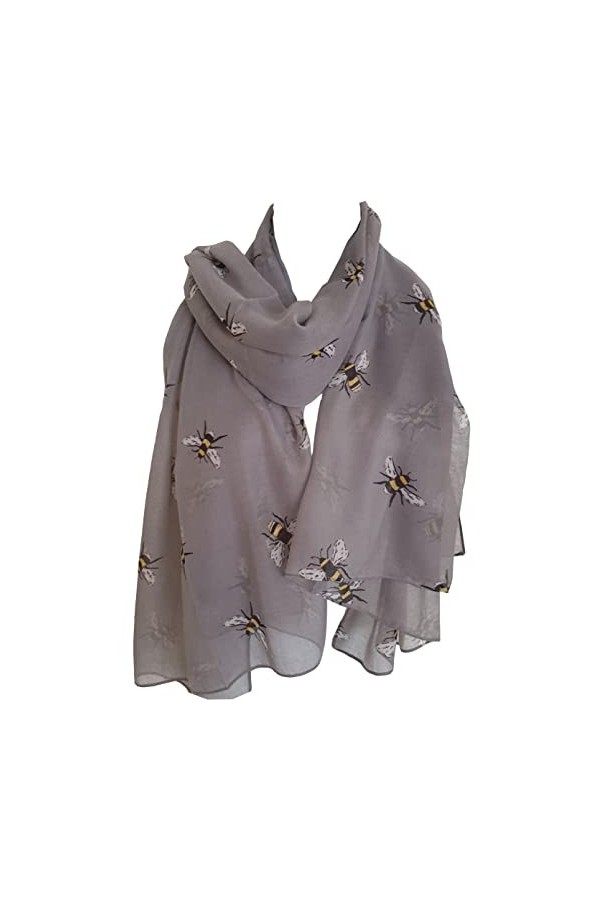 GlamLondon Foulard imprimé abeille pour femme, jaune, L