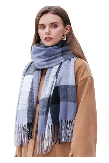 Longwu Femmes Tartan écossais Multicolore Dames écharpe et châle Wrap Cachemire Sensation Hiver Doux Chaud Longues Grandes éc