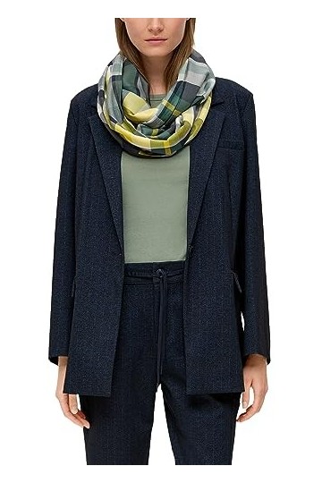 s.Oliver Écharpe en boucle pour femme Bleu vert Taille unique, Bleu/vert, taille unique