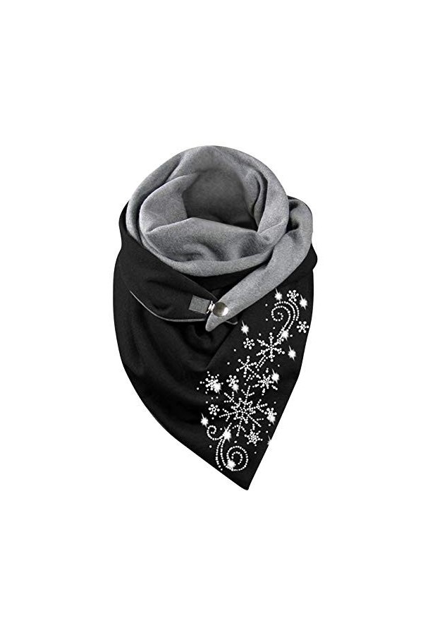 vokkrv Écharpe Femme Hiver Avec Bouton Vintage Foulards ÉLéGant Couleur Unie ÉCharpe Chaud Coton/Plaid en Laine Rétro Automne