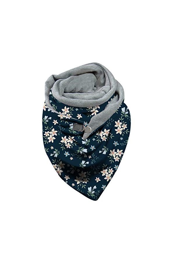 vokkrv Écharpe Femme Hiver Avec Bouton Vintage Foulards ÉLéGant Couleur Unie ÉCharpe Chaud Coton/Plaid en Laine Rétro Automne